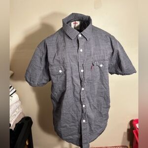 Levis mens size medium button gray men shirt dress casual short sleeve